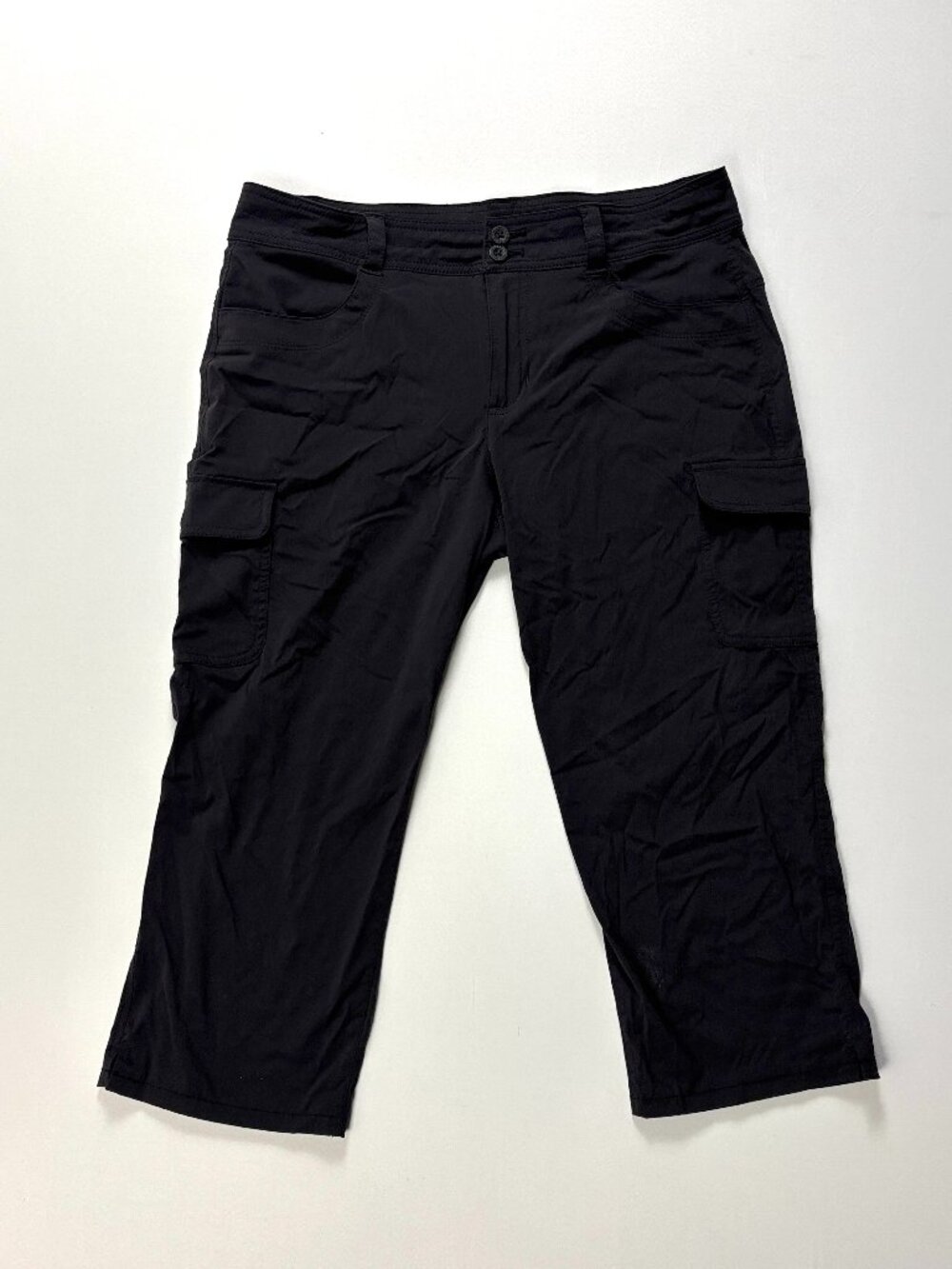 Eddie Bauer Womens Travex Capri Pants Black Sz 10 Cargo Pockets Hiking Outdoors